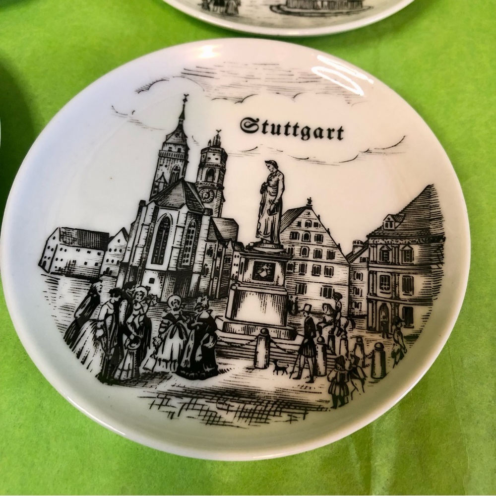 German Souvenir Coaster/trinket dish/tea bag plate Vintage-Lot of 4 - Picture 4 of 9